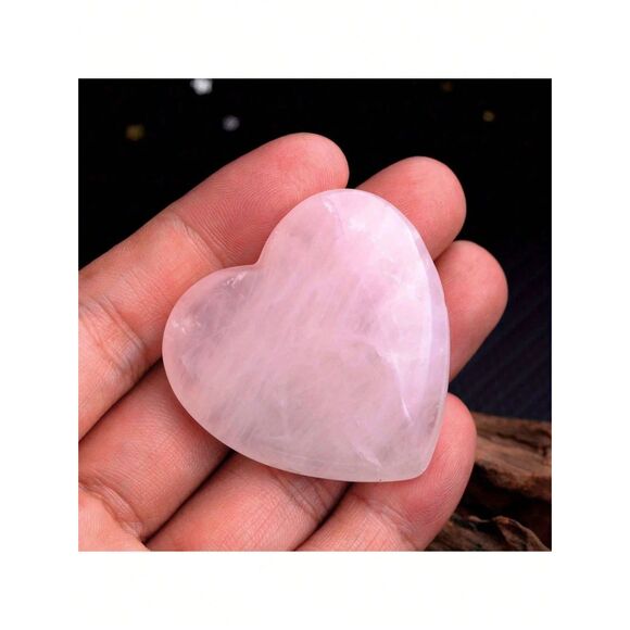 Rose Quartz Crystal Heart Thumb Worry Stone Pocket Palm Gemstone Reiki Anxiety - Picture 1 of 3